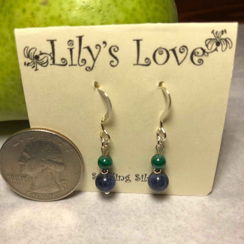 Sodalite and Malachite Earrings